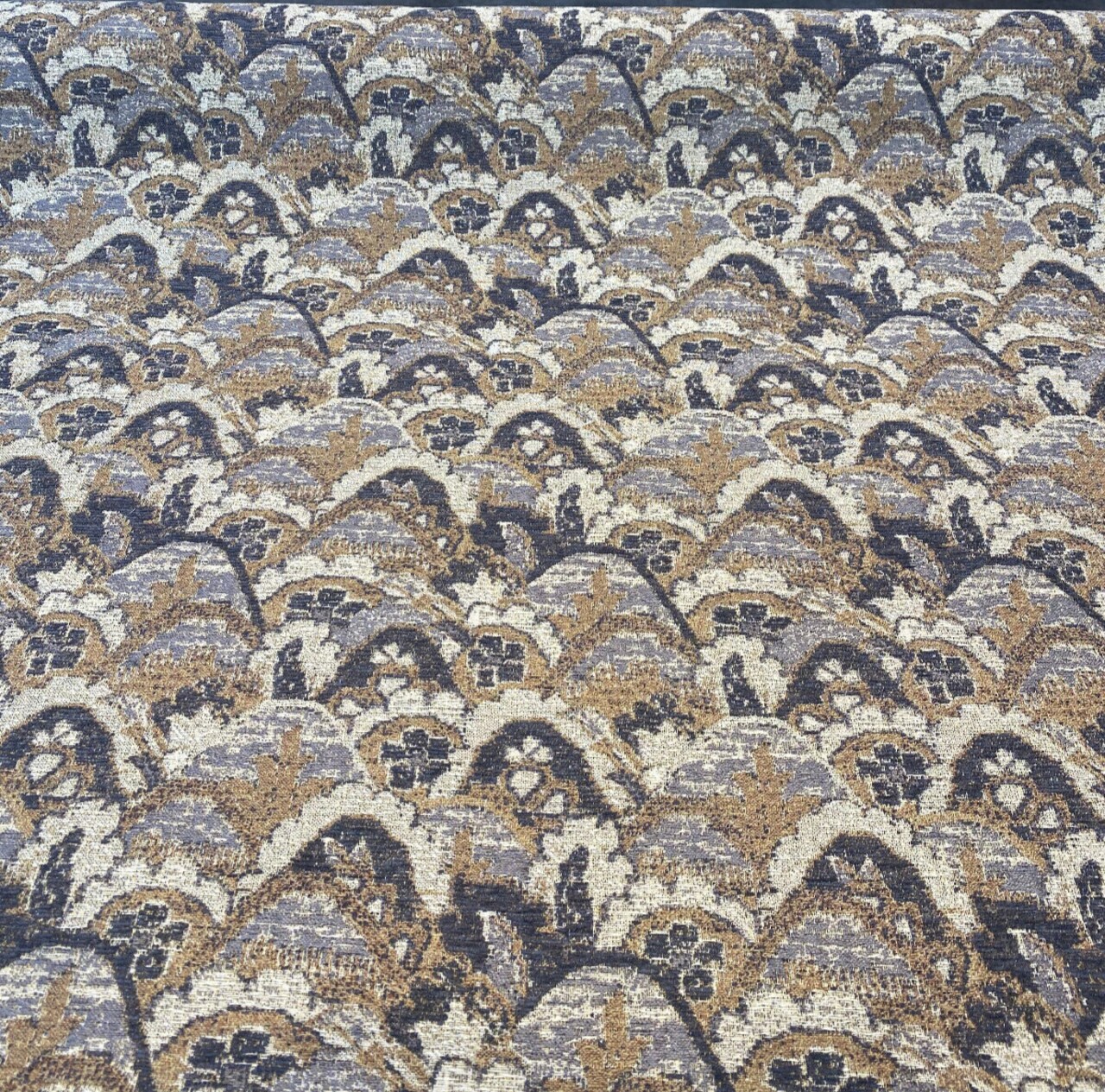 1 Yard Upholstery Chenille Fabric Landscape Stark Pecan Graystone Tapestry 100% Polyester 54 Inch Width